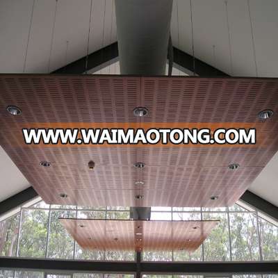 natural wood veneer finish interior decorative acoustic ceiling suspended hanging panel