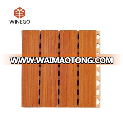 Cherry melamine Grooved wood acoustic panel for Stadium decoration